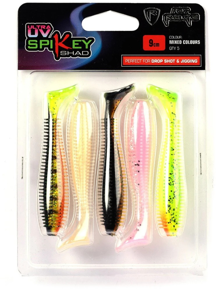 Guminukas FOX RAGE Spikey UV Maišytų Spalvų 5 vnt. 9 cm