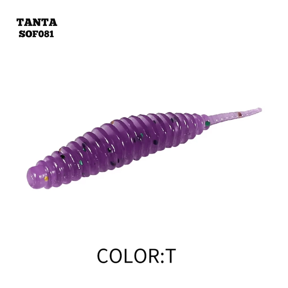 Silikoninis masalas AsaTsuri Tanta Violetinė Glitter, ilgis 2,5 cm, 20vnt