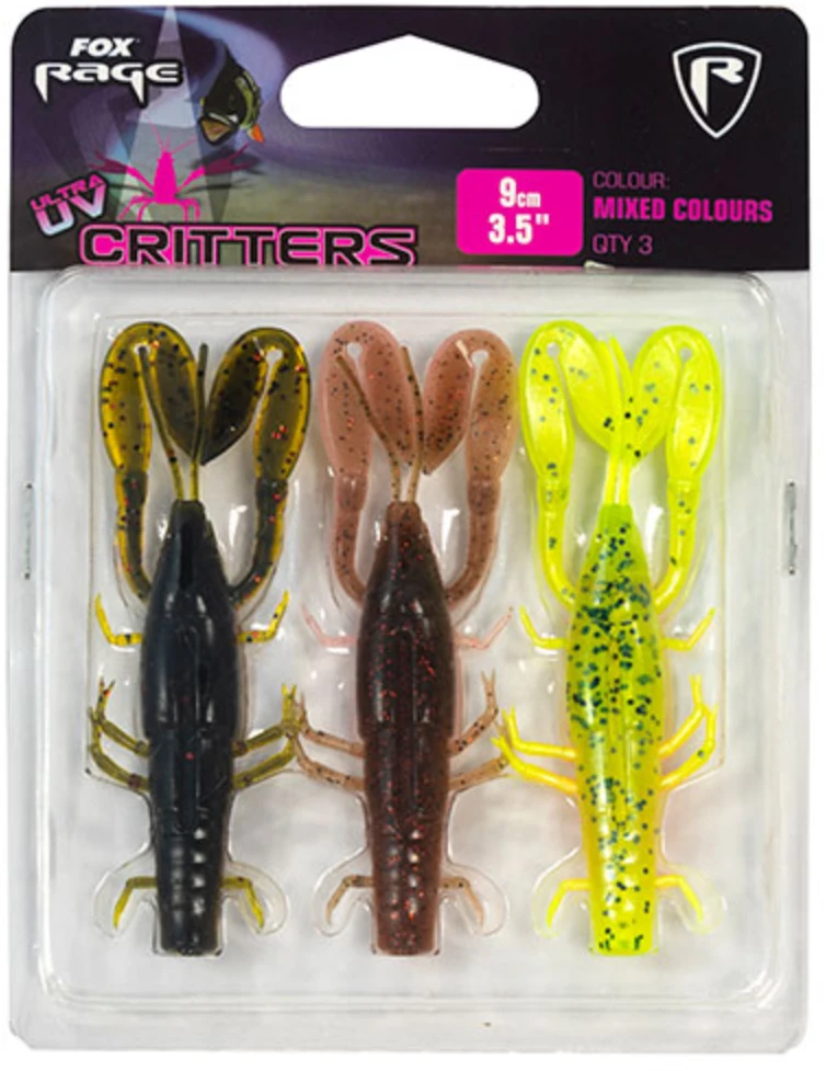Silikoninis masalas FOX RAGE Critter 9 cm UV Maišytų spalvų 3 vnt.