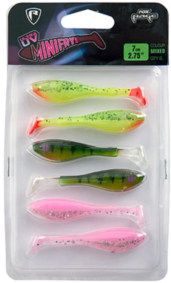 Silikoninis masalas FOX RAGE Mini Fry UV Maišytų Spalvų 6 vnt. 7 cm