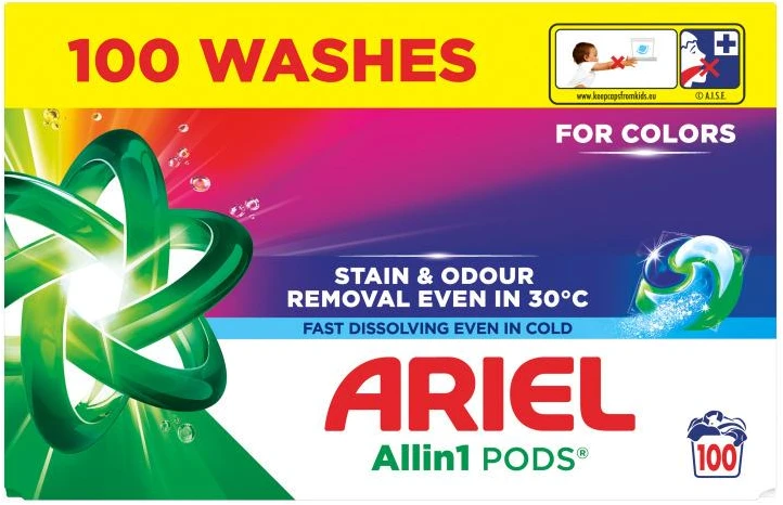Ariel All-in-1 Pods Color Želinės Skalbimo Kapsulės, 100 Kapsulės
