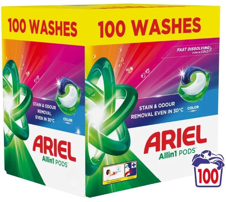 Ariel All-in-1 Pods Color Želinės Skalbimo Kapsulės, 100 Kapsulės