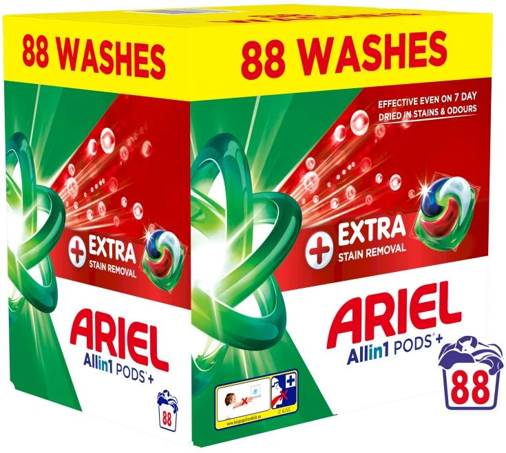 Skalbimo kapsulės Ariel Extra Stain Removal. 88 vnt.