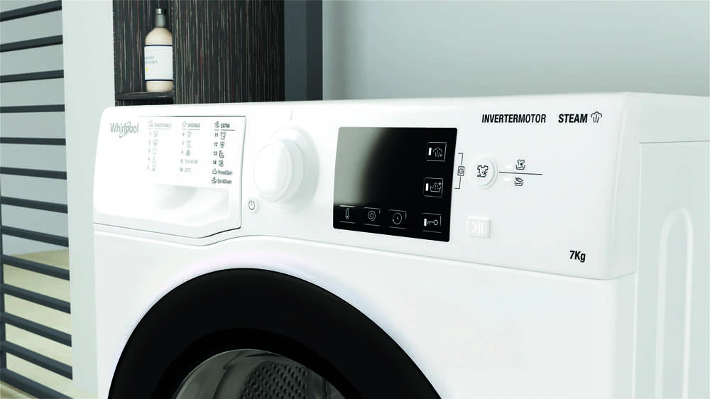 WHIRLPOOL Skalbimo mašina WRSB 7259 WB EU, 7kg, 1200 rpm, Energy class B, Gylis 43.5 cm, Inverter motor
