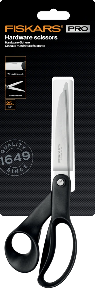 Fiskars intensyvaus naudojimo žirklės dantytais ašmenimis 25cm