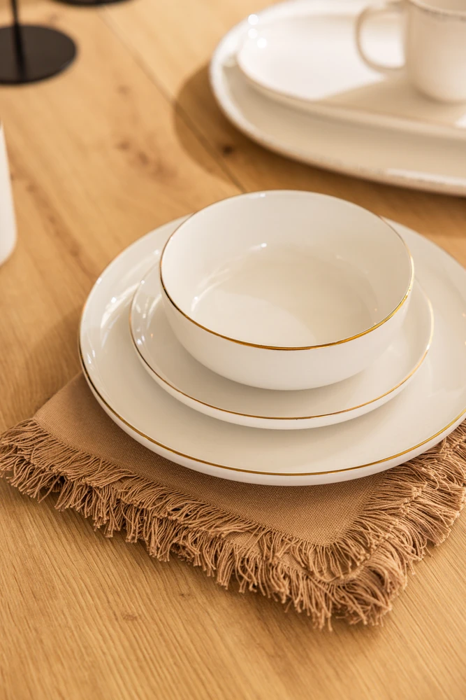 Domoletti PLATE WITH GOLD RIM Baltas 26CM