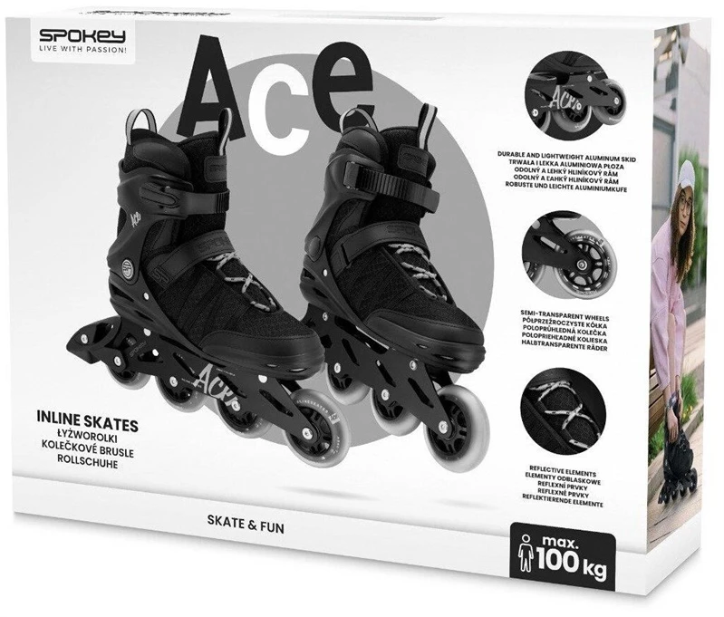 Skrituļslidas Spokey Ace 944693. melna. 40