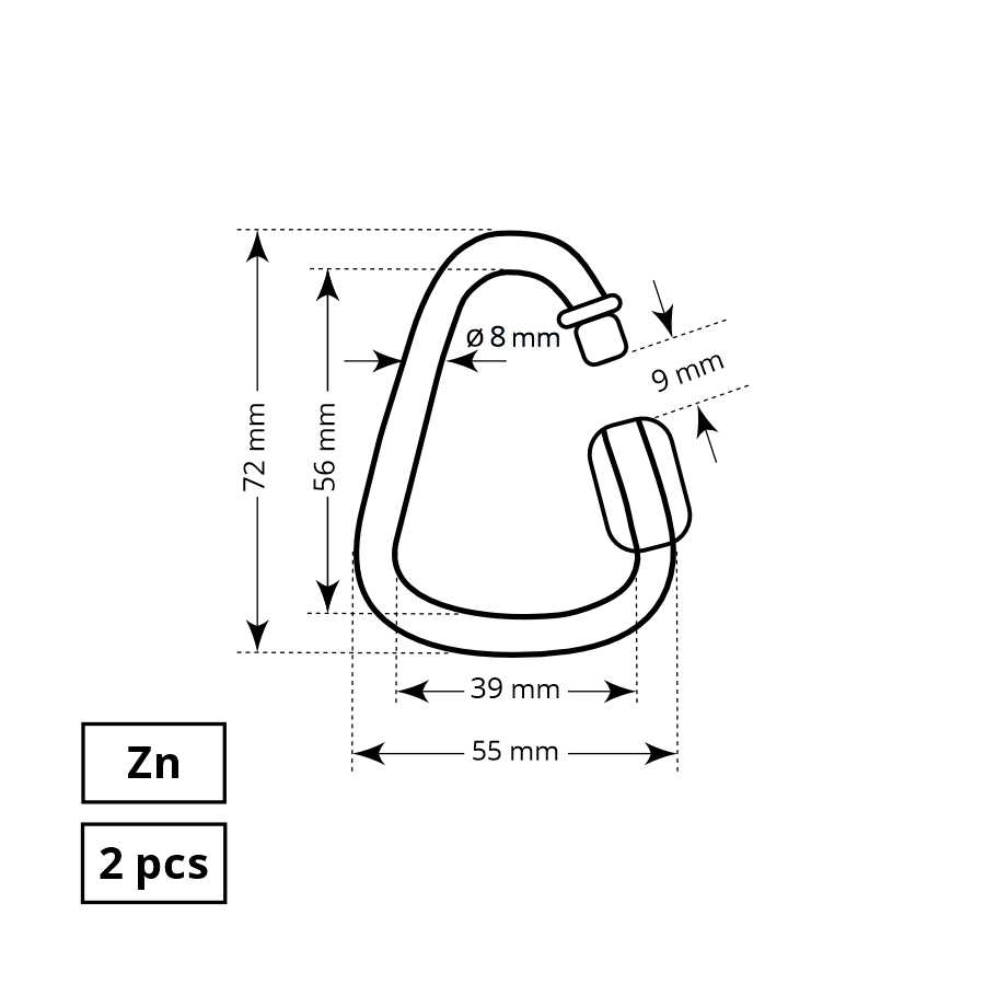 Haushalt Kacperek QUICK LINK DELTA SHAPED 8.0MM IN BLISTER