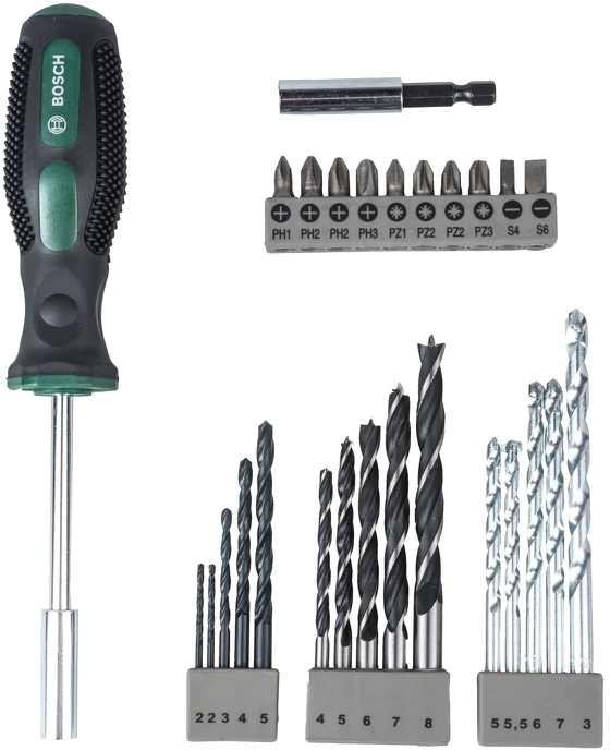 Skrūvgriežu komplekts Bosch Set with hand screwdriver, 25 cm