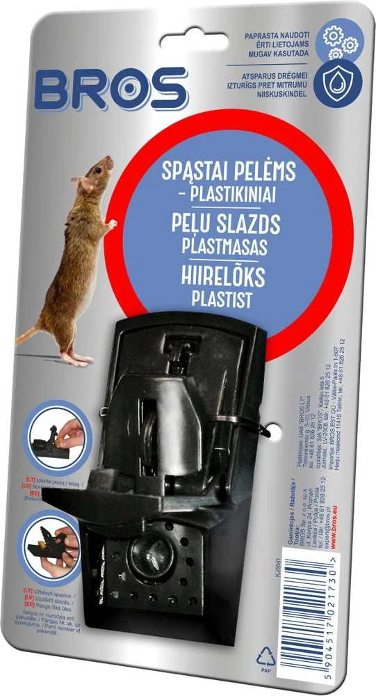 Plastikiniai spąstai pelėms BROS, 1 vnt.