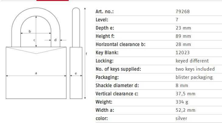 SPYNA PAKABINAMA ABUS 79268 52.2X89 MM