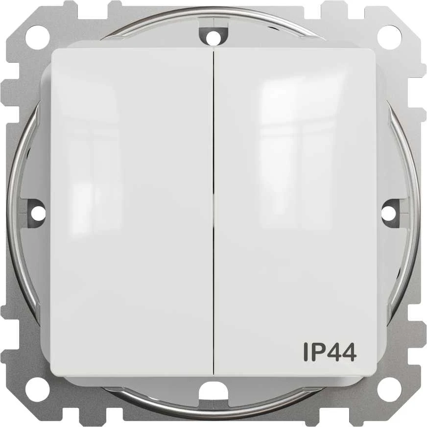 Jungiklis SCHNEIDER SEDNA DESIGN, 2 klav., IP44, balt.spalv.
