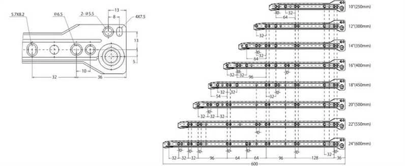 Haushalt Wilpu RUNNER SLIDES FGV 600 MM Baltas 2PCS