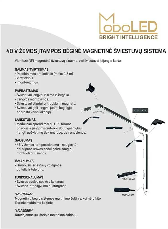 Lubinis šviestuvas Bėgis bėgių sistemai „Modoled Magnetic“