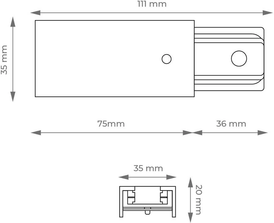 Bėgių tvirtinimo detalė lubų DPM X-Line Dead End Cap