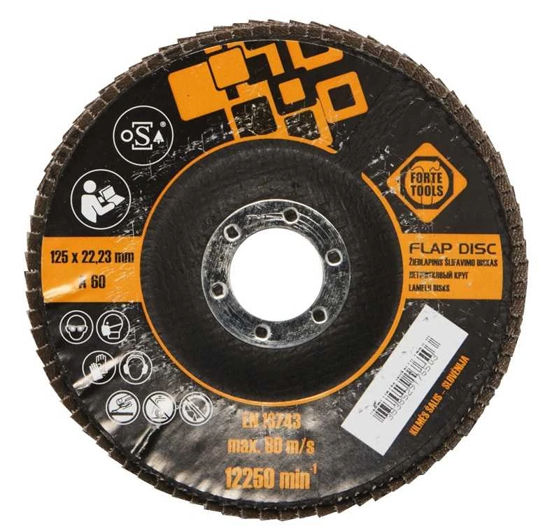 Forte Tools Forte_Tools ŽIEDLAPINIS ŠONINIS ŠLIFAVIMO DISKAS; 125X22,23 MM; NR60