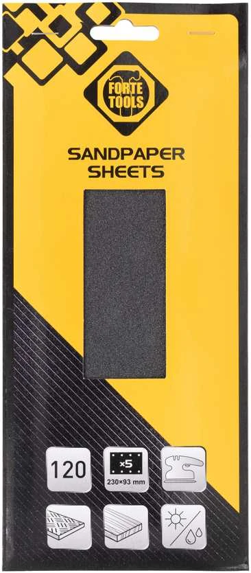 „Forte Tools“ švitrinis popierius su skylėmis Nr. 120, 93x230, 5 vnt. pėd.