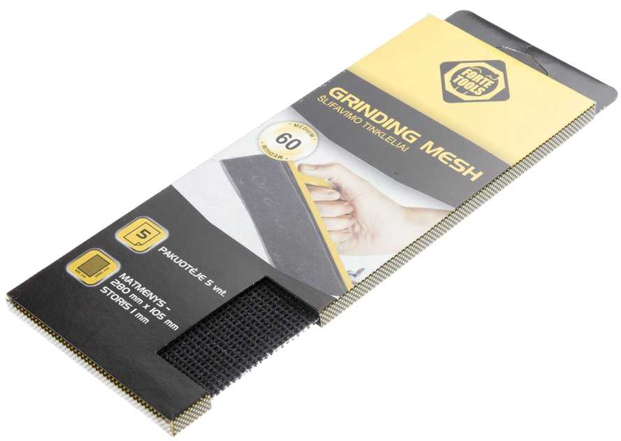 Šlifavimo tinkleliai Forte Tools. Nr 60. 280 x 105 mm. 5 vnt