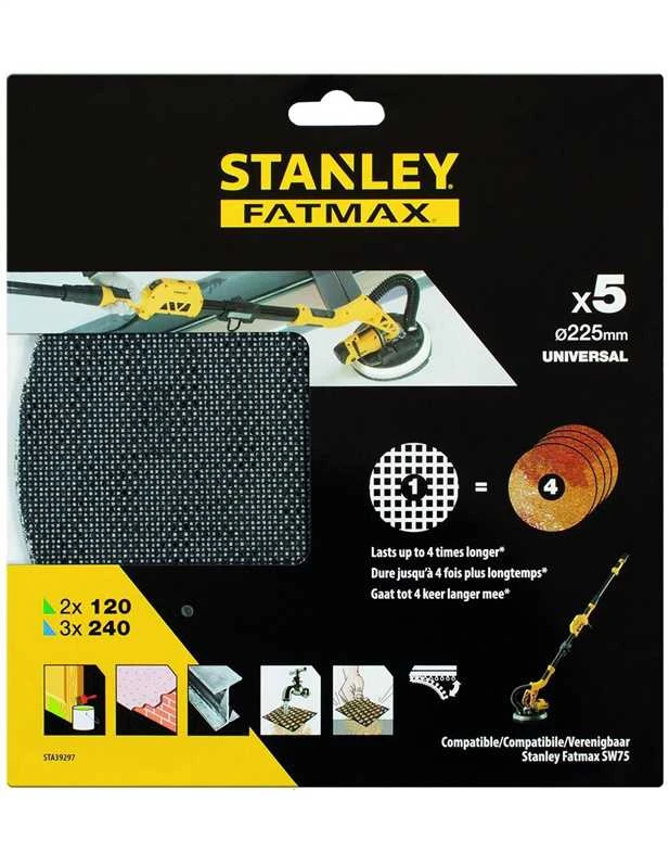 Šlifavimo tinklelis Stanley STA39297-XJ, 120 - 240, DIA 22.5 cm, 5 vnt.