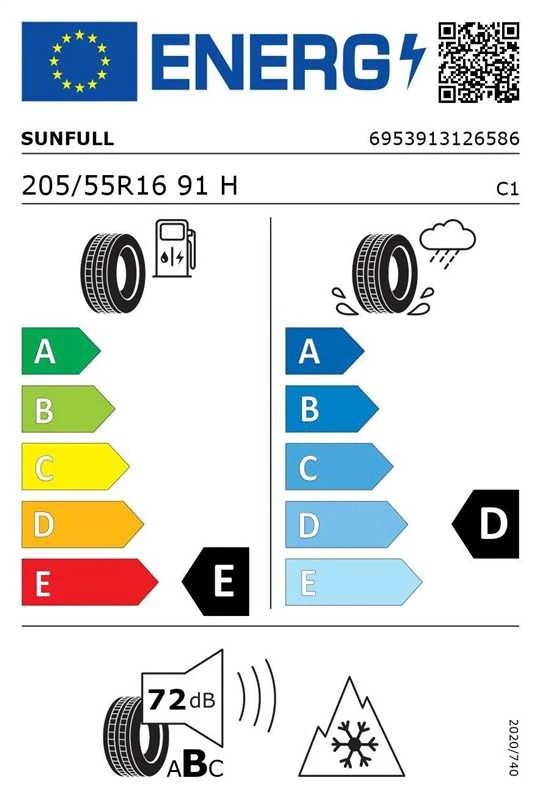 „Sonix“ žieminė padanga 205/55/R16. 91-H. E. D. 72 dB