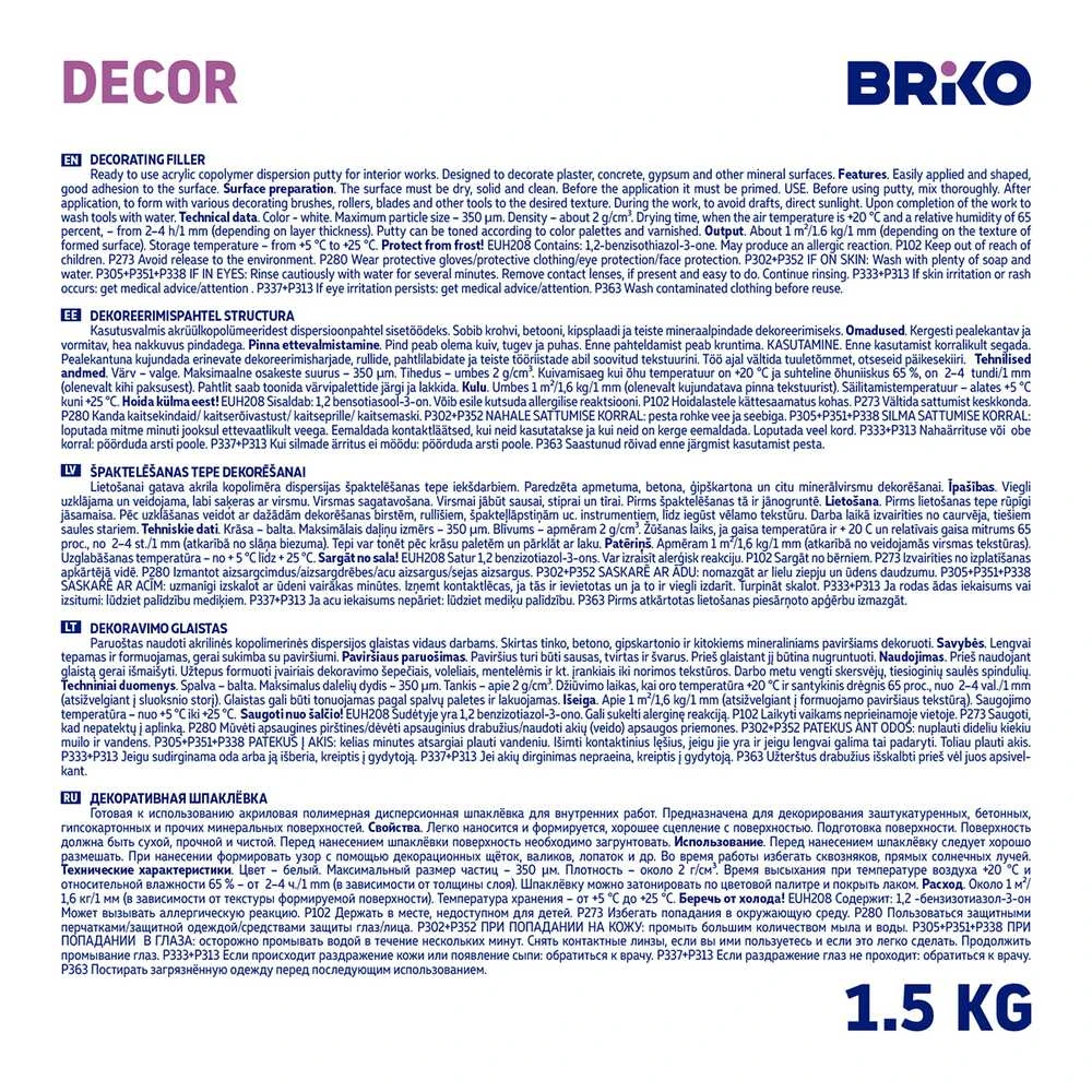 Briko DECORATING PLASTER STRUCTURA (1.5KG)