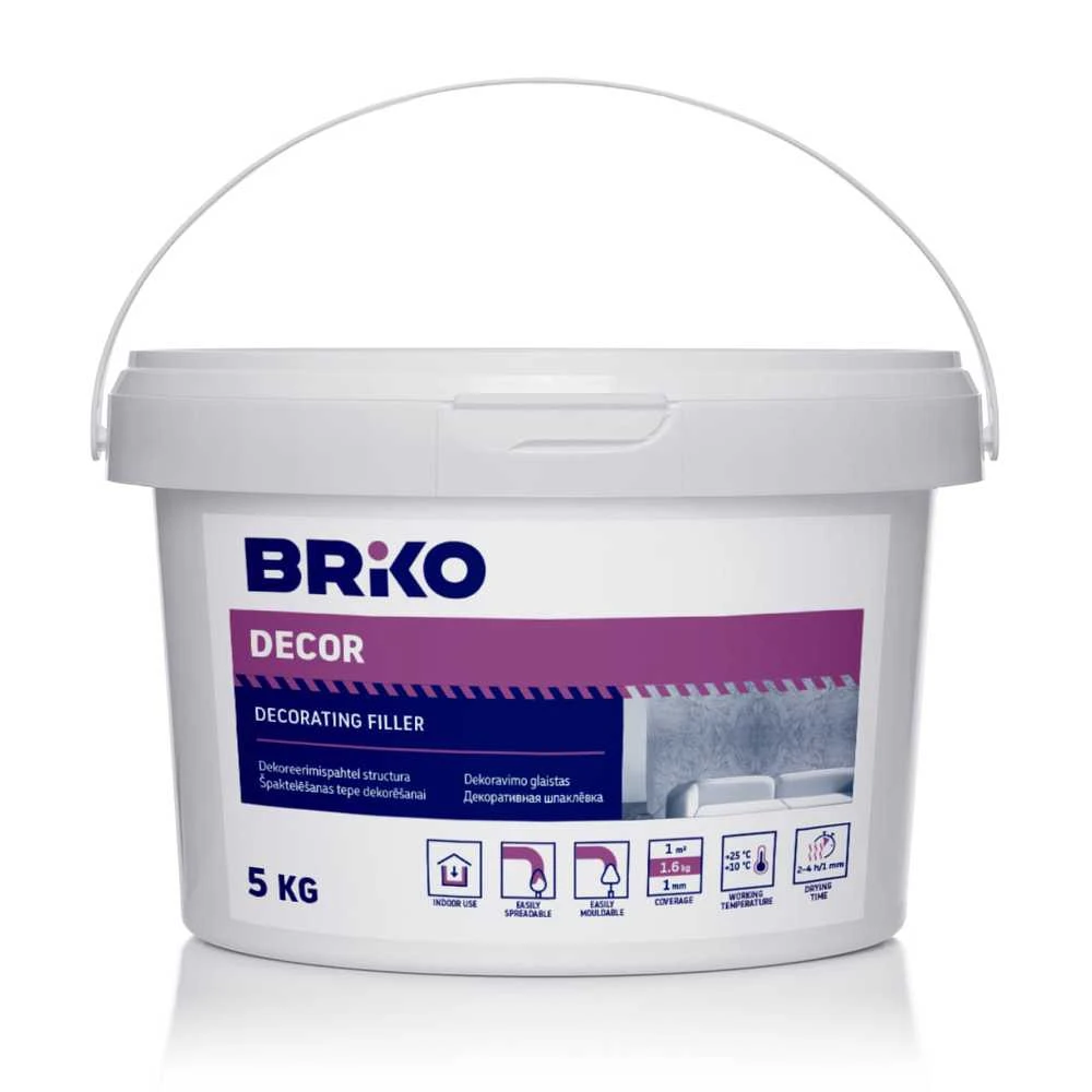 Briko dekoratyvinis glaistas 5 kg kibirėlyje