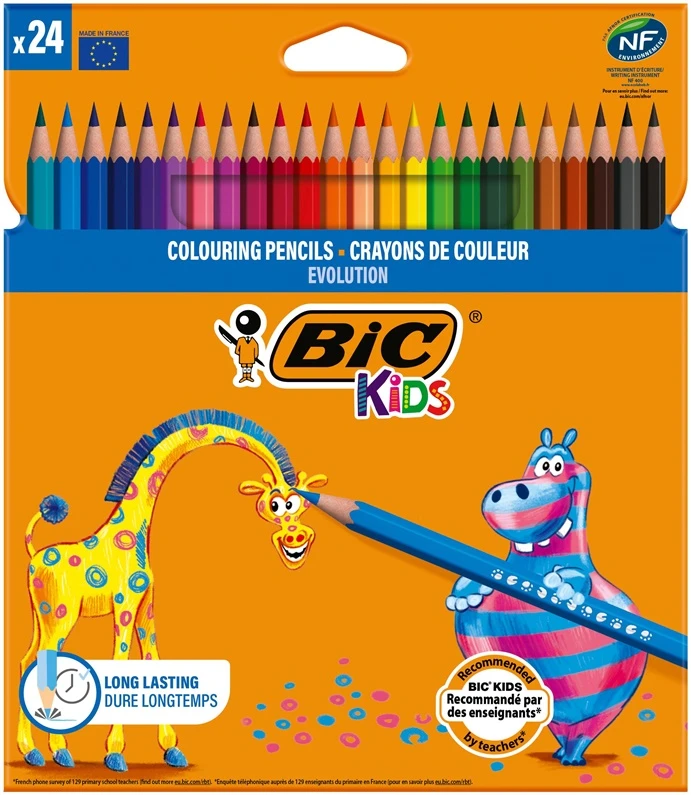 Spalvotieji pieštukai Bic Evolution, 24 vnt.