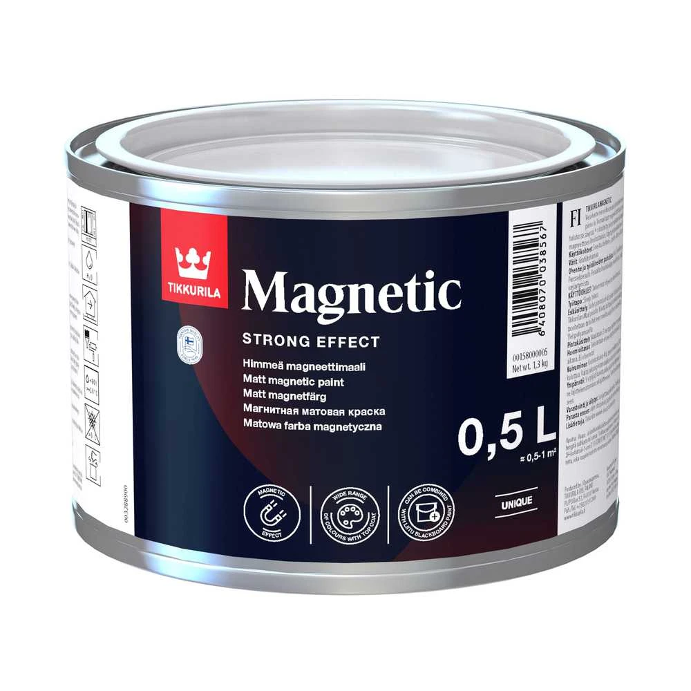 Spec. paskirties dažai, universalūs Tikkurila Magnetic, juoda sp., 0.5 l