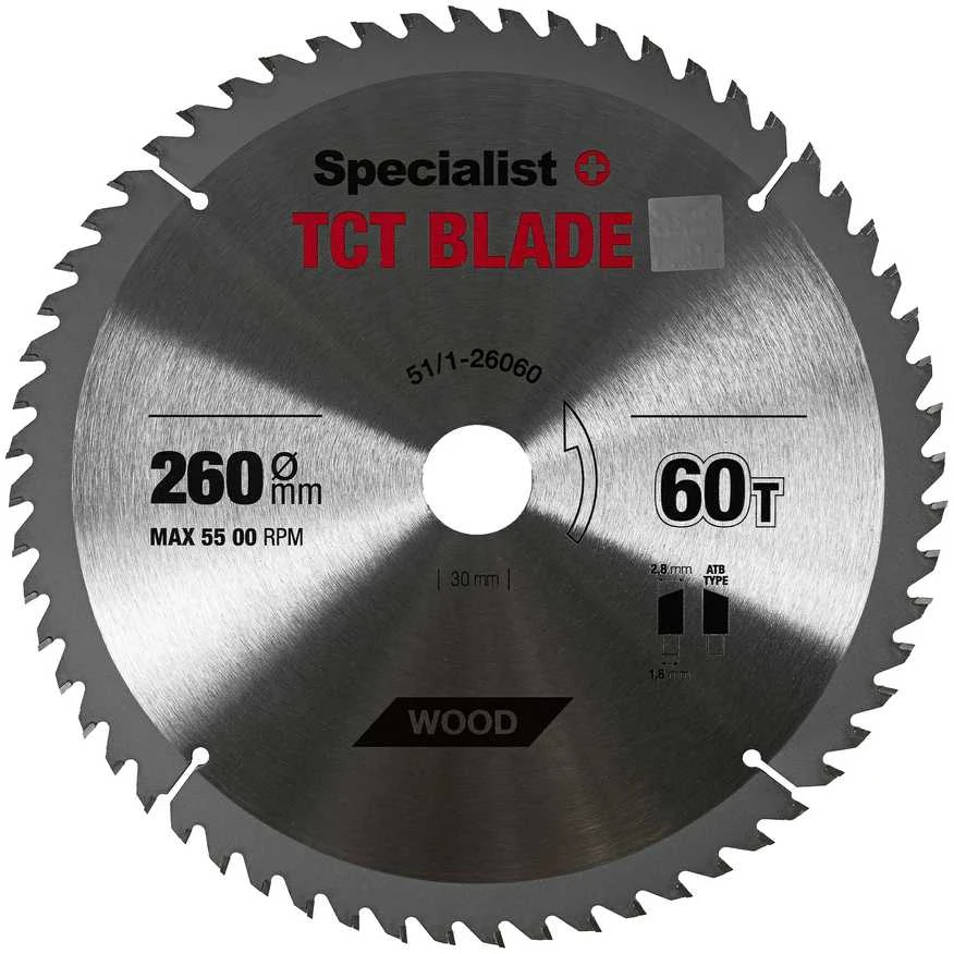 Pjovimo diskas medienai Specialist+ Wood; 260x30 mm; Z60