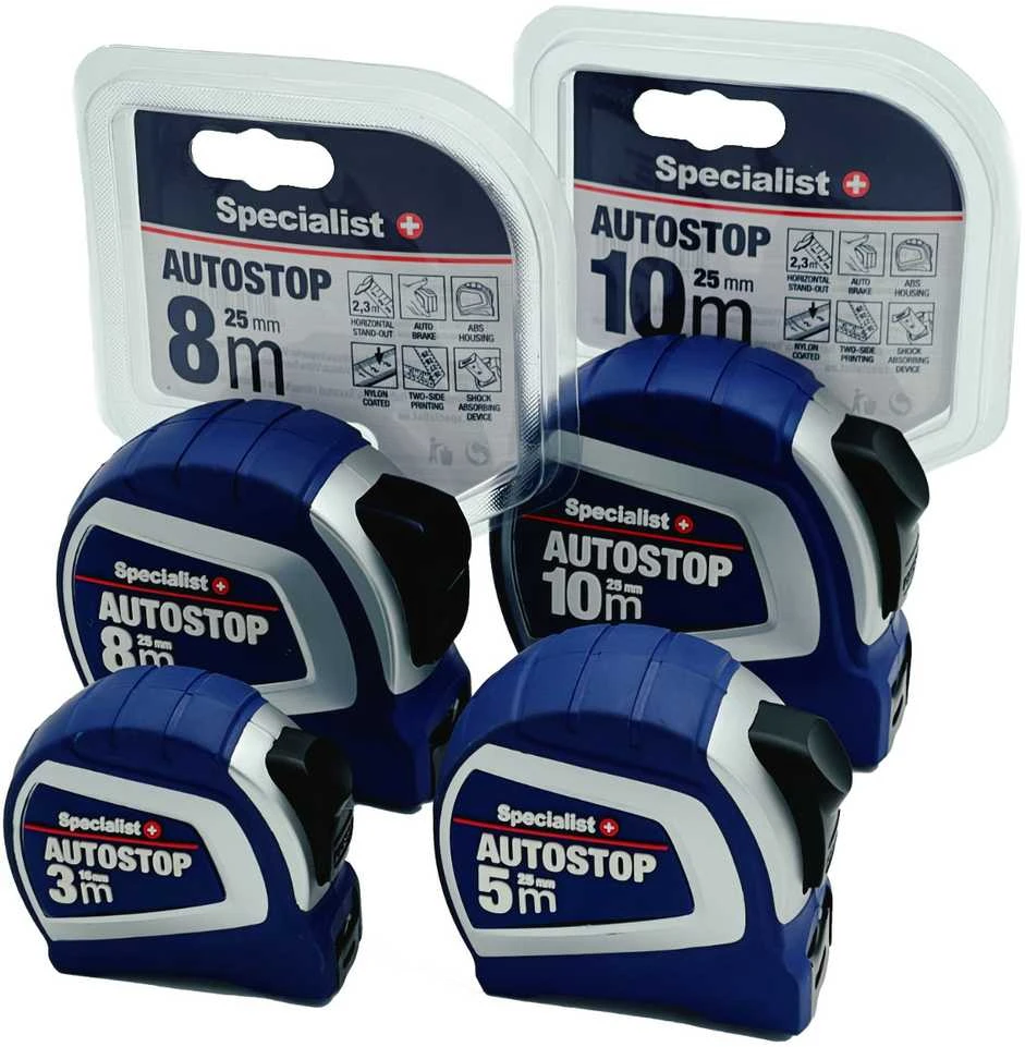 SPECIALIST+ ruletė AUTOSTOP 10 m, 25 mm