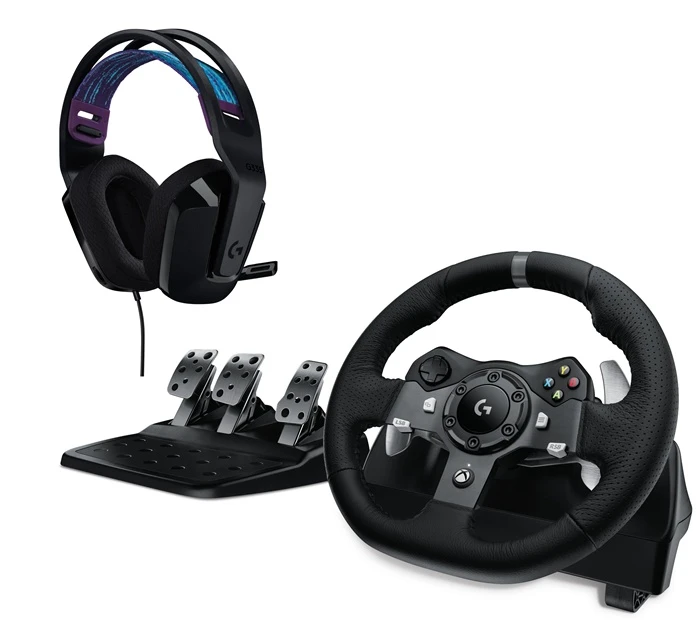 VAIRAS ŽAIDIMŲ LOGITECH G920+AUSINĖS G335 JUODOS