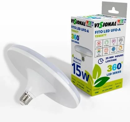 Visional 15W UFO Filament Fito LED Audzēšanas Spuldze A60 E27 Pilnīgs Spektrs 28.39 µmol/s Augu Augšanas Gaisma