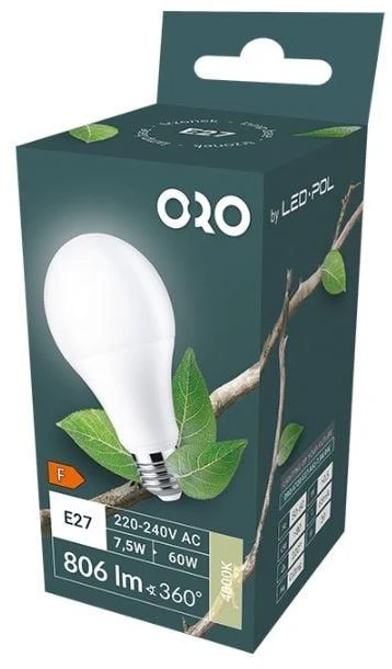 ORO LEMP LED E27 A60 7.5W 806LM 4000K