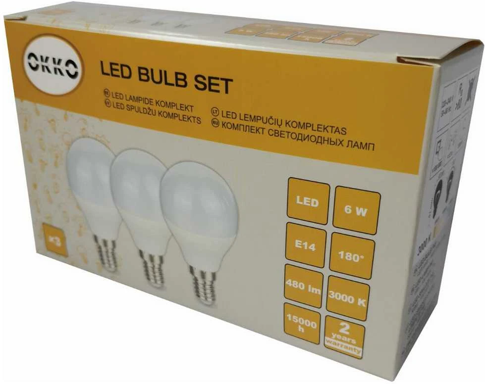 Okko Philips LED BULB G45 6W E14 480LM 830 3PCS/PACK