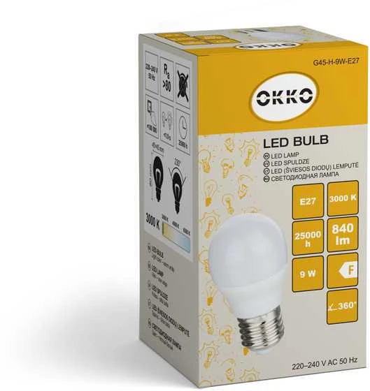 Okko GE Lighting LED BULB G45 9W E27 840LM 3000K MATTE