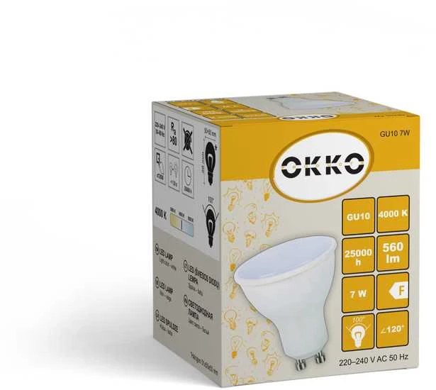 Okko LED lemputė GU10 1200 7W 4000K 560LM plastikinė