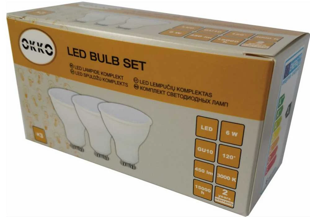 Okko Leduro LED lemputė GU10 6W 450lm 830 3 vnt./pak.