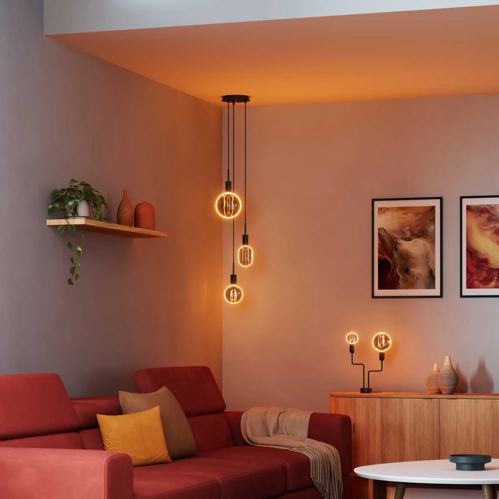 Dekoratyvinė LED lemputė OSRAM O-FILAMENT, G80, E27, 4W, 1800K, 110lm, dimeriuojama