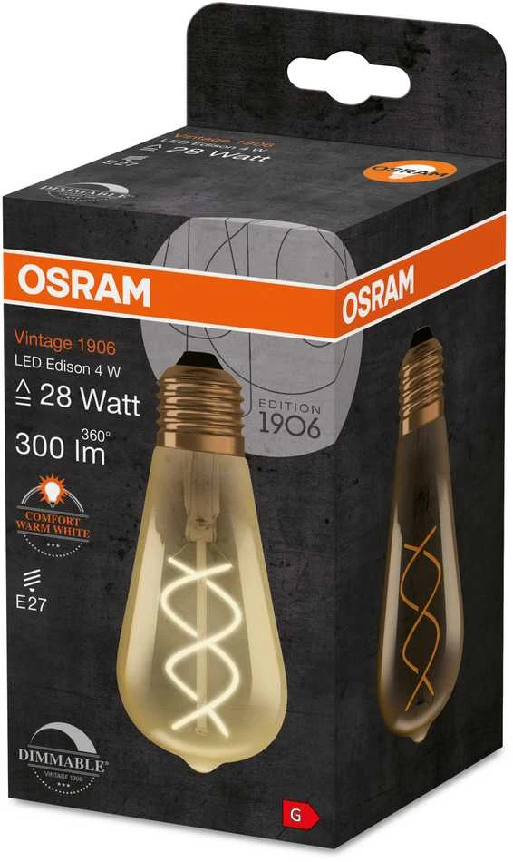 Osram 4W LED lemputė VINTAGE, E27, 2000K, dimeriuojama