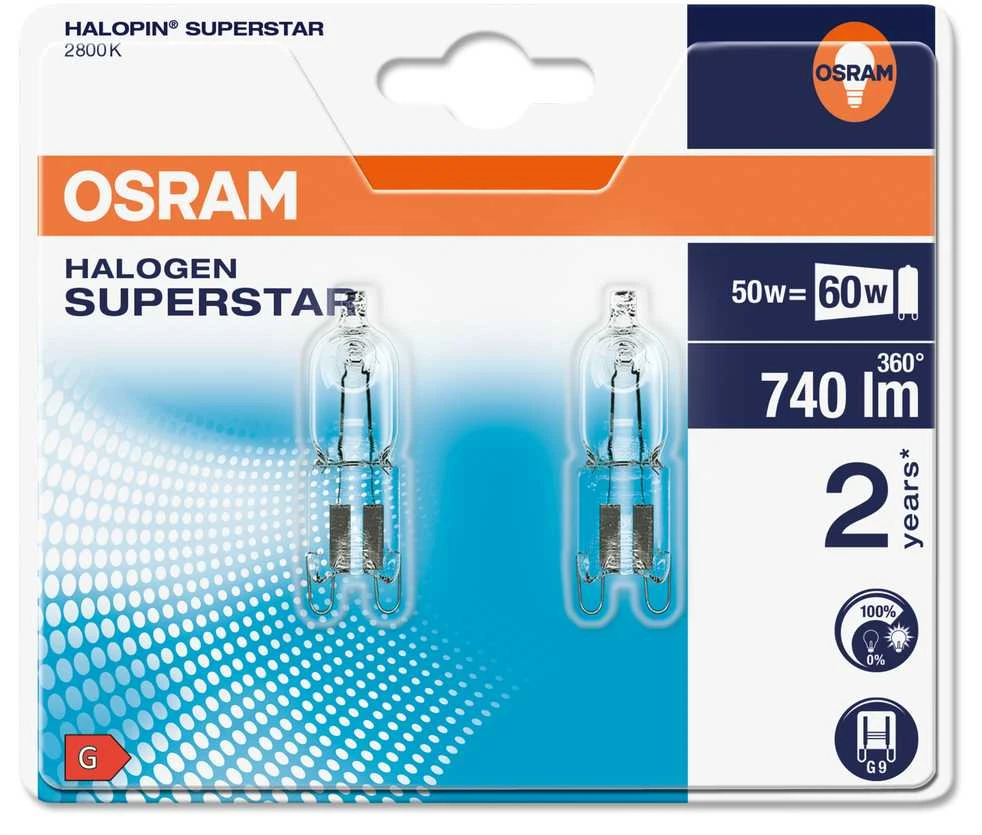 Osram LEMPA HALOGENINĖ G9 50W 230V 2VNT