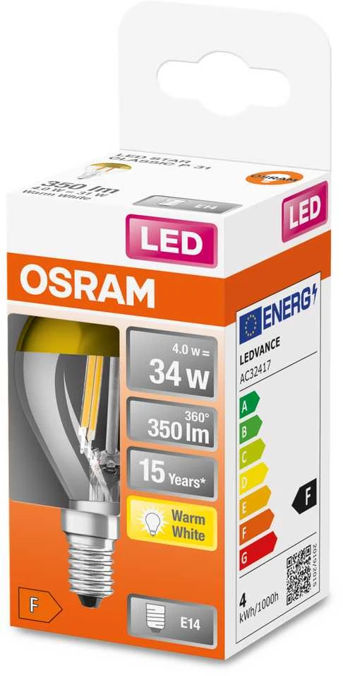 Osram LED LEMPUTĖ P34 E14 4W 827 380LM SKYLĖ