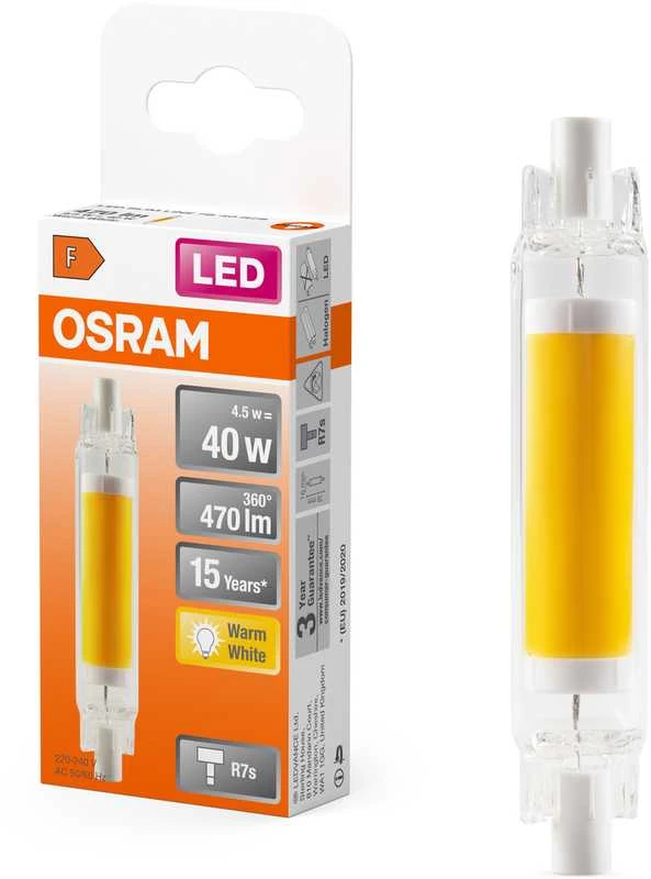 Osram 4,5W LED lemputė SLIM LINE, R7s, skaidri, 2700K