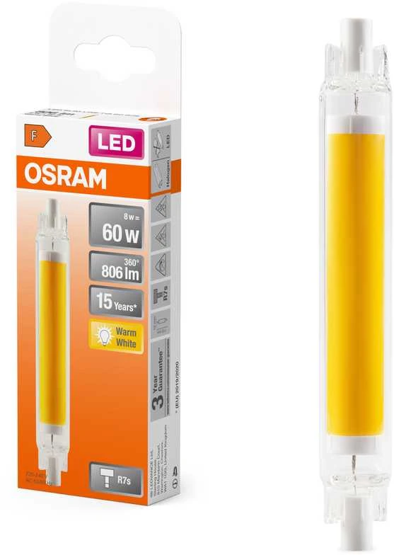 Osram 8W LED lemputė SLIM LINE, R7s, skaidri, 2700K