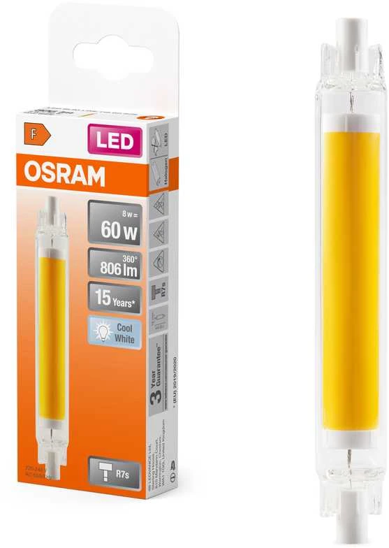 Osram 8W LED lemputė SLIM LINE, R7s, skaidri, 4000K