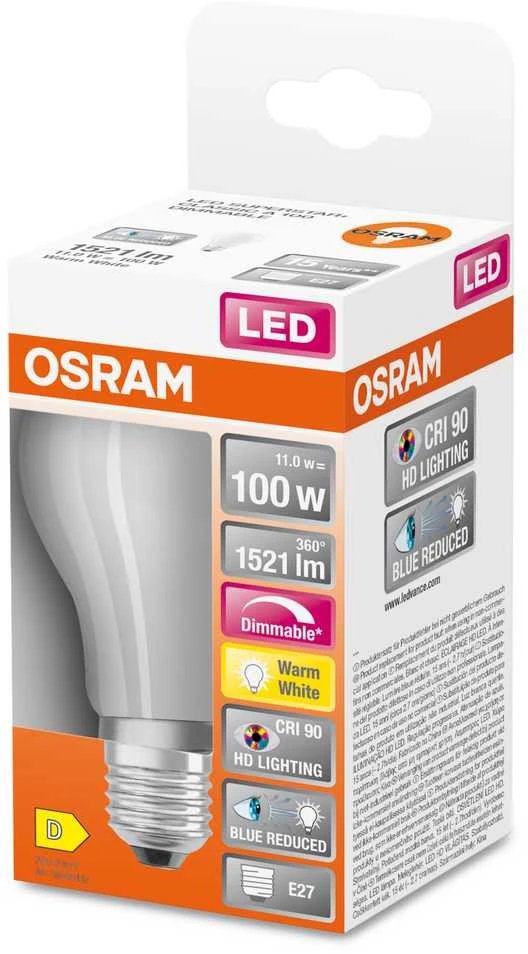 Osram 11W LED lemputė LED SUPERSTAR PLUS, E27, baltos matinės sp., 2700K, dimeriuojama