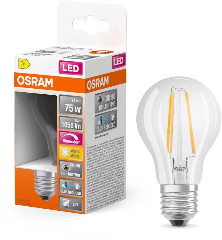 Osram 11W LED lemputė LED SUPERSTAR PLUS, E27, skaidri, 2700K, dimeriuojama