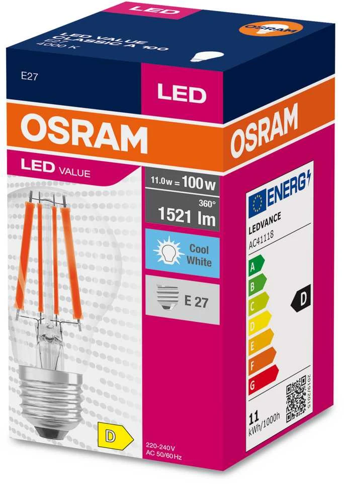 LED lemputė OSRAM, A60, E27, 11 W, 1521 lm, 4000 K