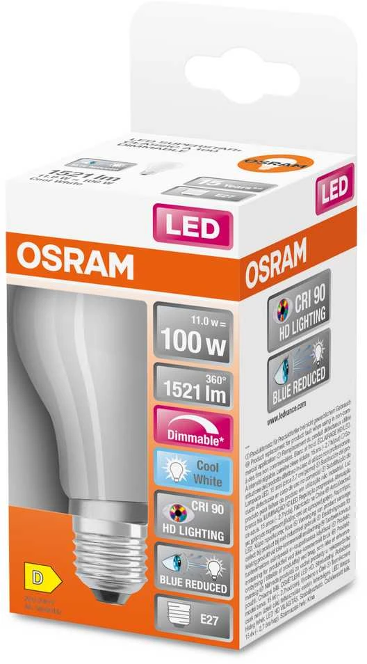 Osram 11W LED lemputė LED SUPERSTAR PLUS, E27, baltos matinės sp., 4000K, dimeriuojama