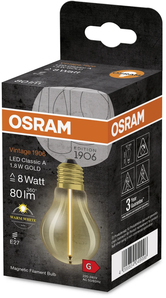 Spuldze Osram LED, A60, 2700 °K, E27, 1.8 W, 80 lm