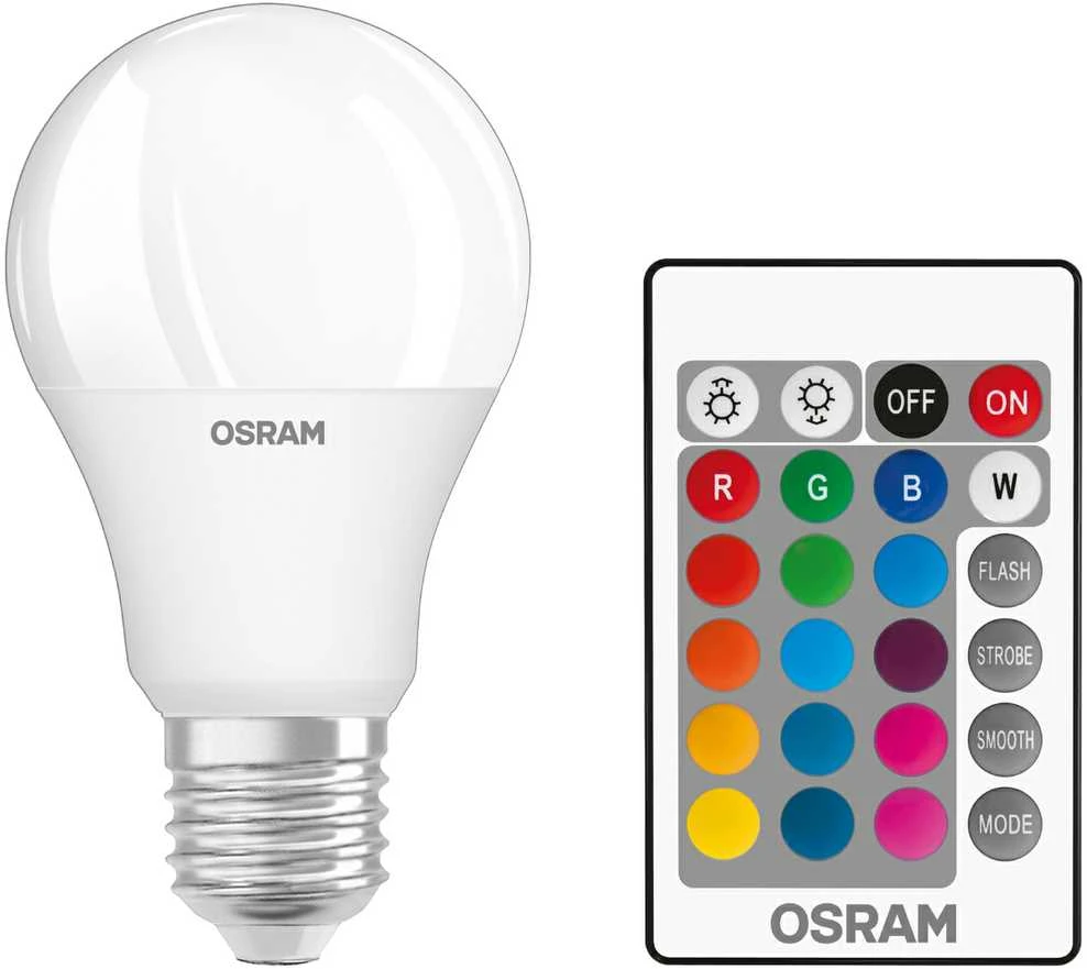 Osram LED Star+ Classic A RGBW FR 60 reguliuojama 9W/827 E27 lemputė su nuotolinio valdymo pultu | 9 W | RGBW